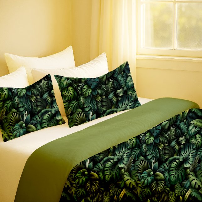 Funda De Cojín Tropical Monstera Jungle Botanical Green Pillowcas (Pillowcase)