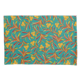 Funda De Cojín Tropical Pattern with Red and Yellow Leaves
