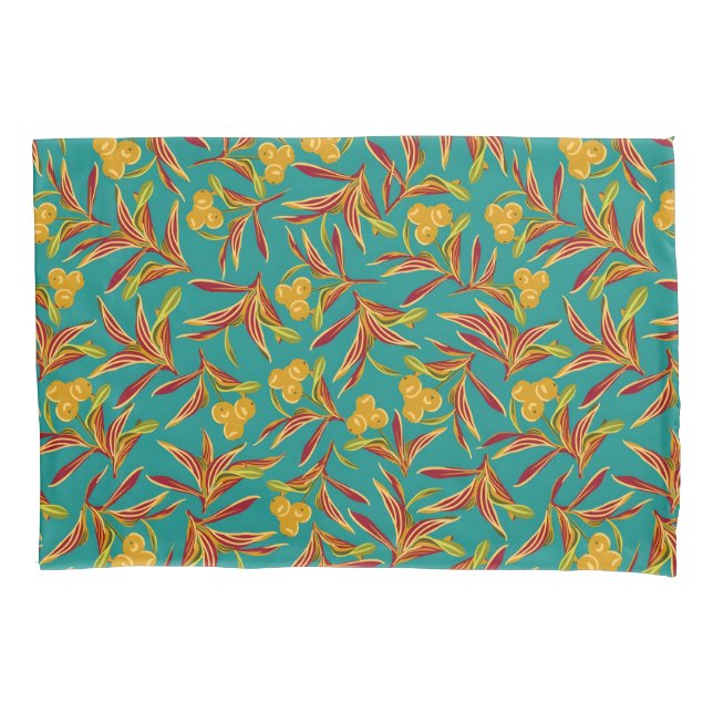 Funda De Cojín Tropical Pattern with Red and Yellow Leaves (Anverso-izquierdo)