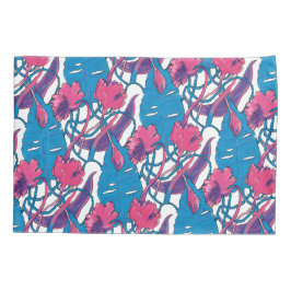 Funda De Cojín Tropical Wild Flowers Blue Pink Modern Exotic
