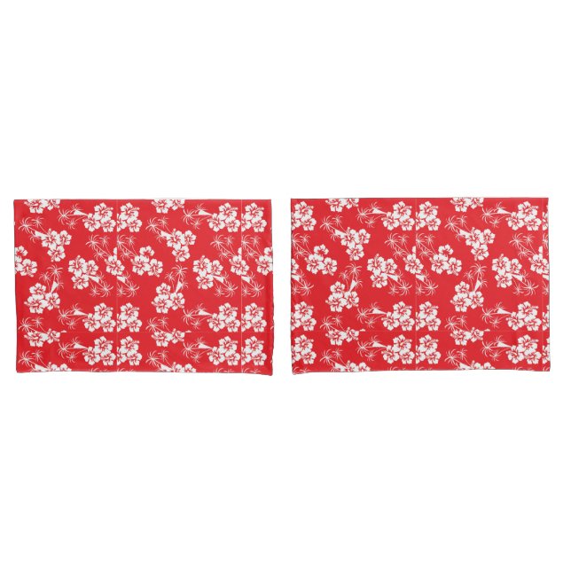 Funda De Cojín Trópicos rojos y blancos  (Anverso - Set)