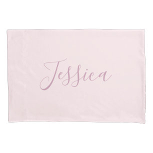 Funda De Cojín Tu texto Elegante guión y rosa suave