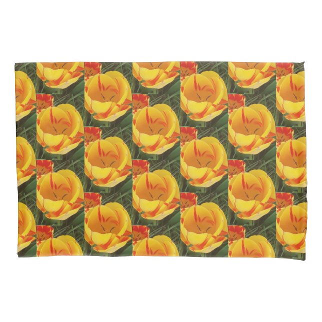 Funda De Cojín Tulipanes amarillos de primavera (Anverso)