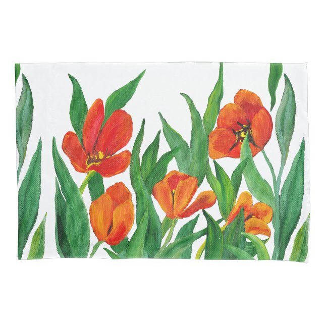 Funda De Cojín Tulipanes Rojos (Anverso)