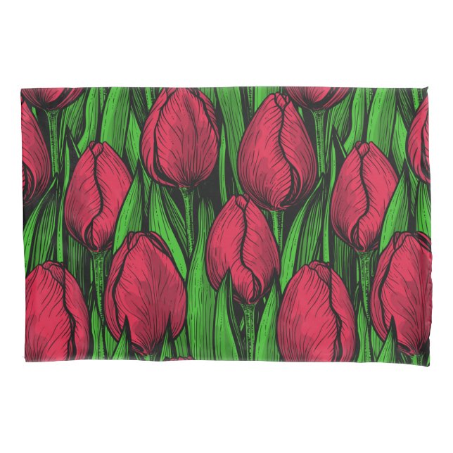 Funda De Cojín Tulipanes rojos (Anverso)