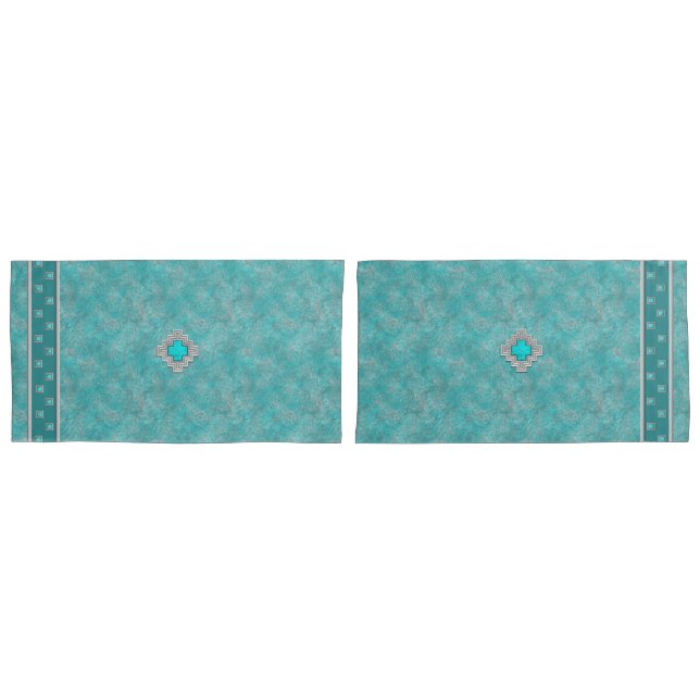 Funda De Cojín Turquesa del Suroeste (Anverso - Set)