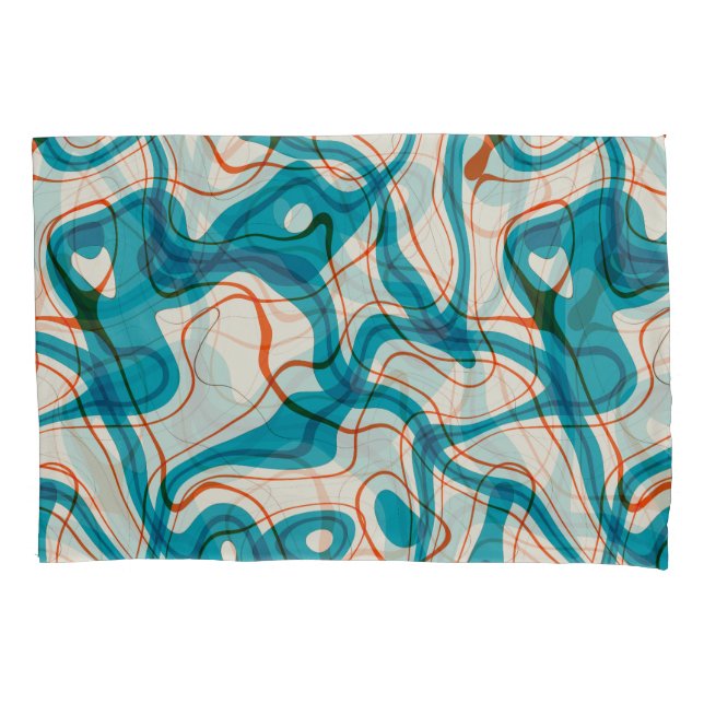 Funda De Cojín Turquesa y Red Swirls (Anverso)