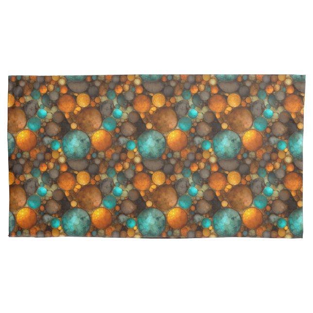 Funda De Cojín Turquoise Brown Abstract Fractal Pattern (Anverso)