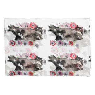 Funda De Cojín Tuxedo Cat Cute Bonitos Flores Gatos Acuarela