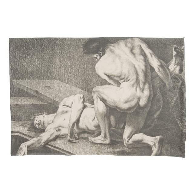 Funda De Cojín Un hombre levanta las piernas de otro hombre (Anverso-izquierdo)