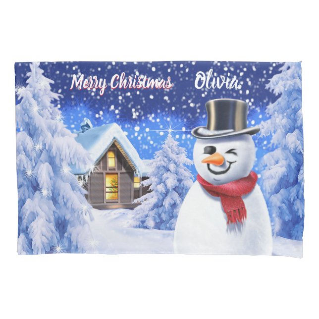 Funda De Cojín Un par de almohadas para niños Navidades de nieve (Anverso-izquierdo)
