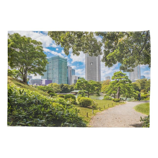 Funda De Cojín Un paseo por los jardines de Hama Rikyu, Tokio (Reverso)