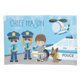 Funda De Cojín Un pequeño Personalizado de policía con nombre