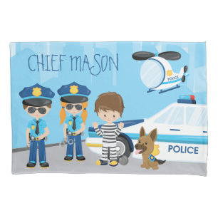 Funda De Cojín Un pequeño Personalizado policía con nombre