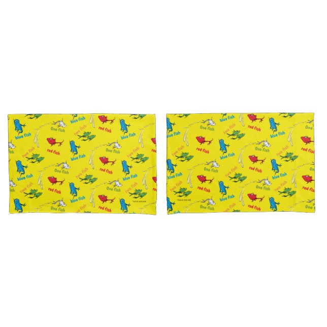 Funda De Cojín Un pez dos peces patrón amarillo (Anverso - Set)