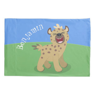Funda De Cojín Una chiflada hiena riéndose del ilustracion person