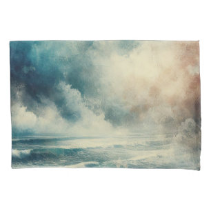 Funda De Cojín Una escena de océano turbulento fotografía antigua