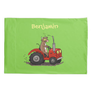 Funda De Cojín Una vaca feliz y linda conduciendo a un personaliz
