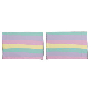 Funda De Cojín Unas rayas rosadas, amarillas, moradas y verdes