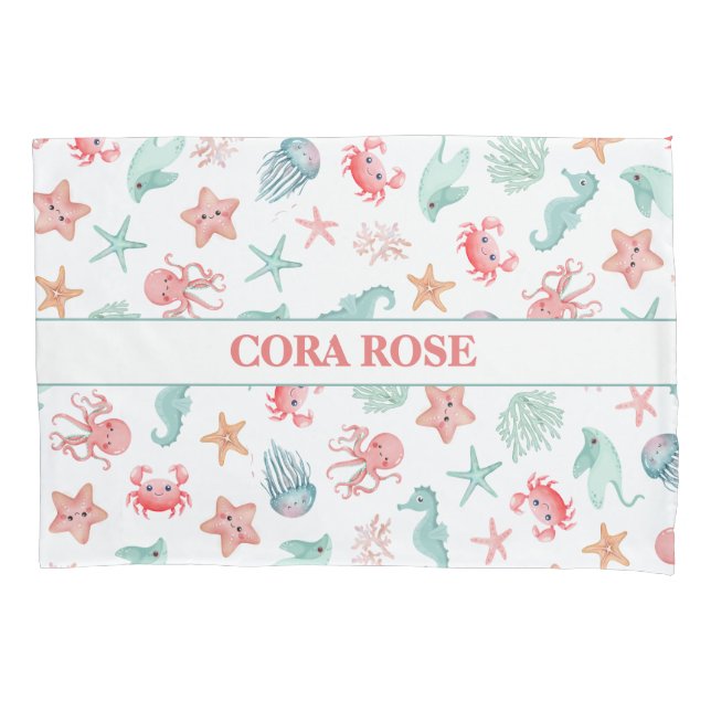 Funda De Cojín Under the Sea Mermaid Girls Whimsical (Anverso)