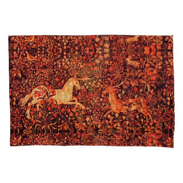 FUNDA DE COJÍN UNICORN Y DEER,FLORES,ANIMALES FORESTALES (Anverso-izquierdo)