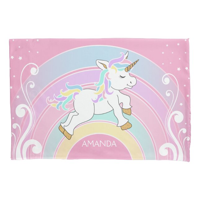 Funda De Cojín Unicornio arcoiris (Anverso)