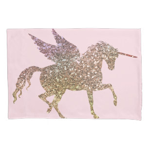 Funda De Cojín Unicornio Pegasus Caballo Brillante Purpurina Dora