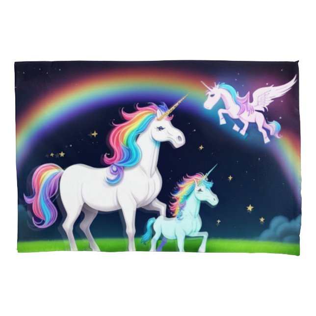 Funda De Cojín Unicornios con magia (Anverso)
