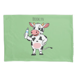 Funda De Cojín Vaca feliz con personalizado de biberón