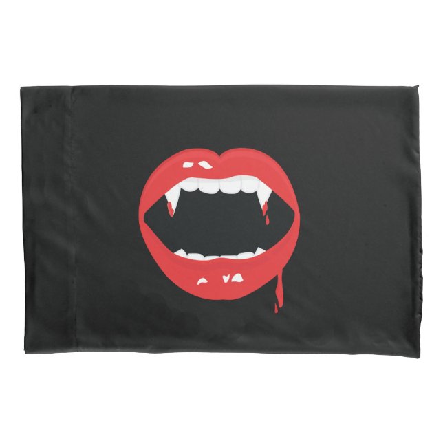 Funda De Cojín Vampiros Fangs & Blood Personalizado Gótico (Anverso)