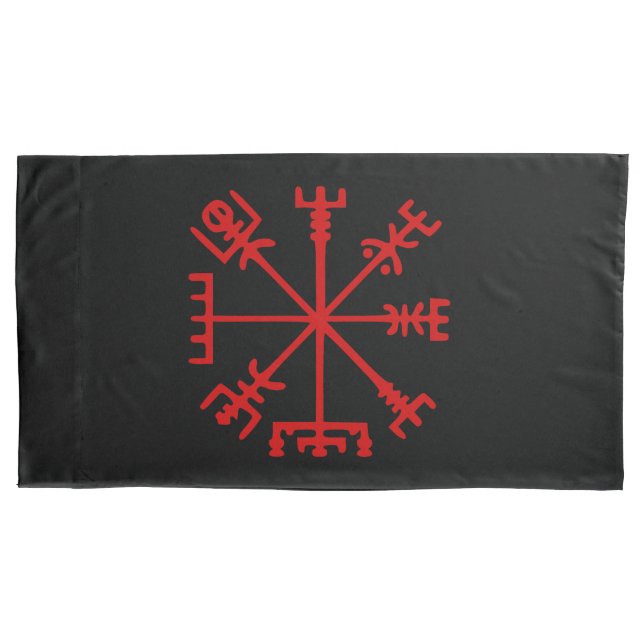 Funda De Cojín Vegvísir Rojo Sangre (Vegvísir Viking Compass) (Anverso-izquierdo)