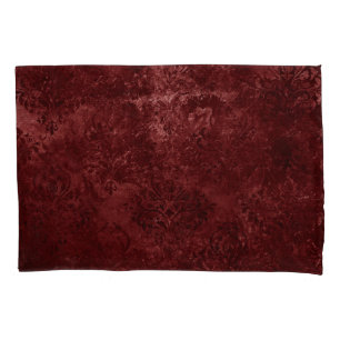 Funda De Cojín Velvety Henna Damask Grunge con angustia roja
