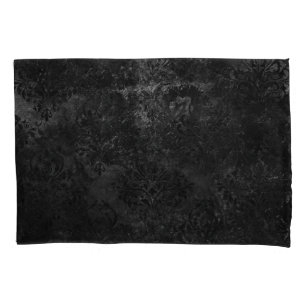 Funda De Cojín Velvety Onyx Damask Black Vampy Grunge Baroque