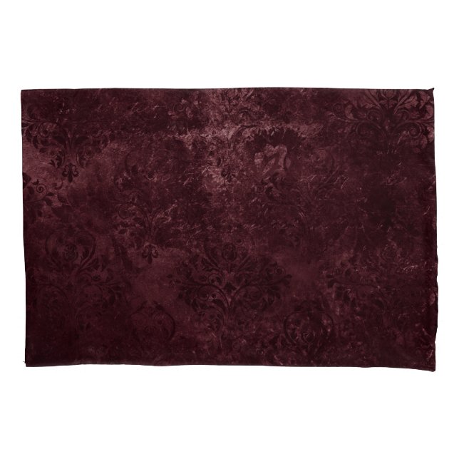 Funda De Cojín Velvety Wine Damask | Bordeaux Sangria Grunge Glam (Anverso)