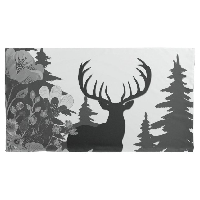 Funda De Cojín Venado con gran rack fuera del bosque (Anverso)