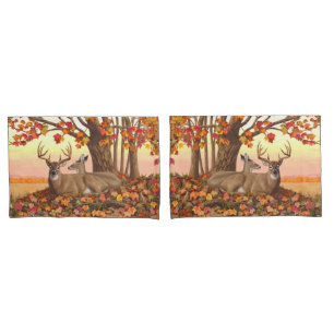 Funda De Cojín Venado de cola blanca en otoño de Nueva Inglaterra