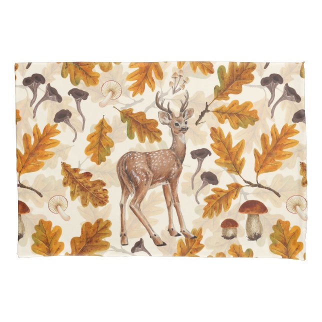 Funda De Cojín Venado en el bosque otoñal (Anverso-izquierdo)