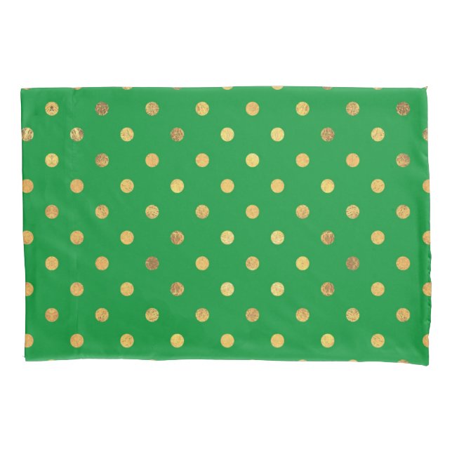 Funda De Cojín Verde con puntos Purpurinas de oro (Anverso)