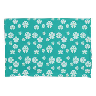 Funda De Cojín Verde marino claro con flores blancas