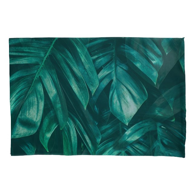 Funda De Cojín Verde oscuro, follaje de la selva tropical. (Anverso)