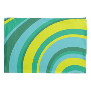 Funda De Cojín Verde Verde azulado de la ola retro Groovy de los