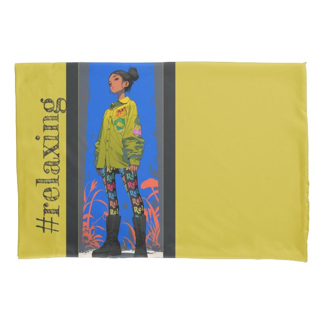 Funda De Cojín Vibes relajantes, en Limon, (Anverso)