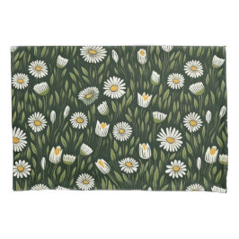 Funda De Cojín Vibrant Daisy Pattern with Lush Green Accents