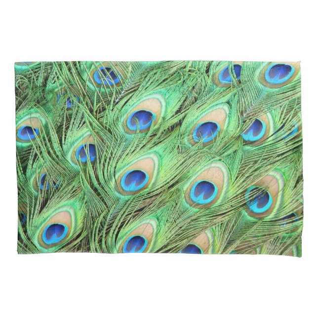 Funda De Cojín Vibrantes plumas de pavo real exóticas (Anverso)