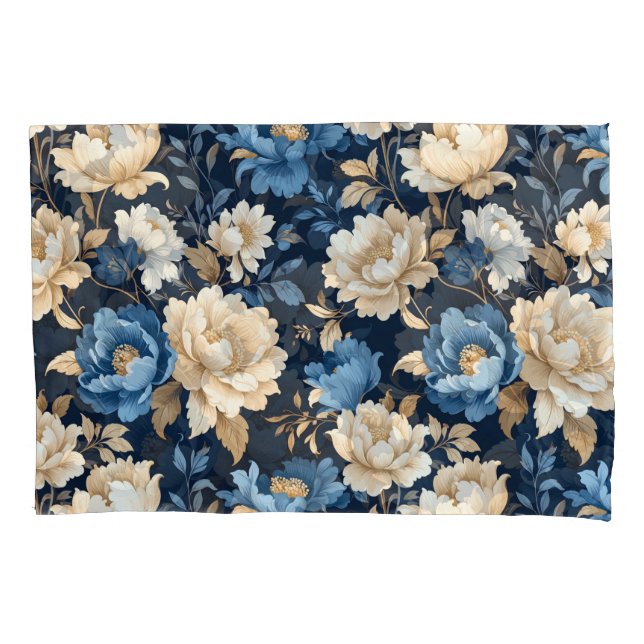 Funda De Cojín Victorian flowers Blue (Anverso)