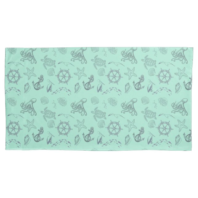 Funda De Cojín Vida marina costera de Aqua (Anverso-izquierdo)