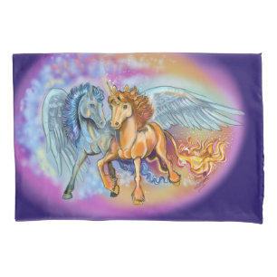 Funda De Cojín Viento y llama, Pegasus y Unicornio