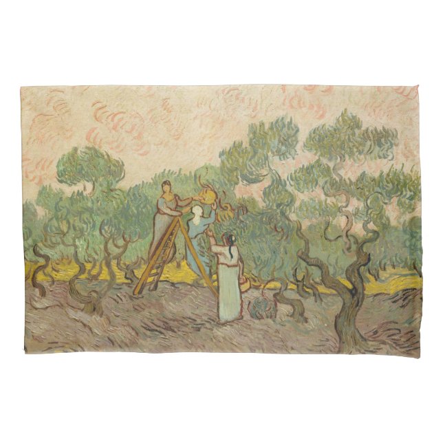 Funda De Cojín Vincent van Gogh - Mujeres recolectando aceitunas (Anverso)