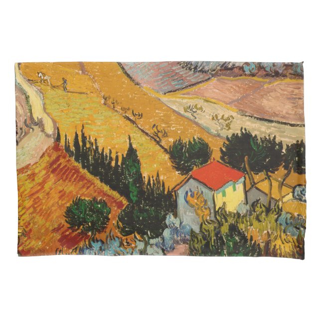 Funda De Cojín Vincent van Gogh - Paisaje, Casa y Payaso (Anverso)