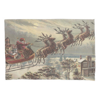 Funda De Cojín Vintage Christmas Eve Victorian Santa Claus Sleigh